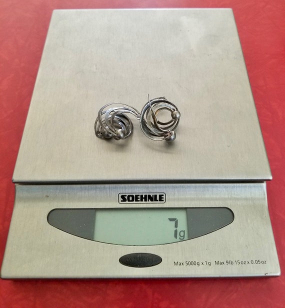 Vintage Sterling Silver Atomic Spiral Earrings - … - image 10