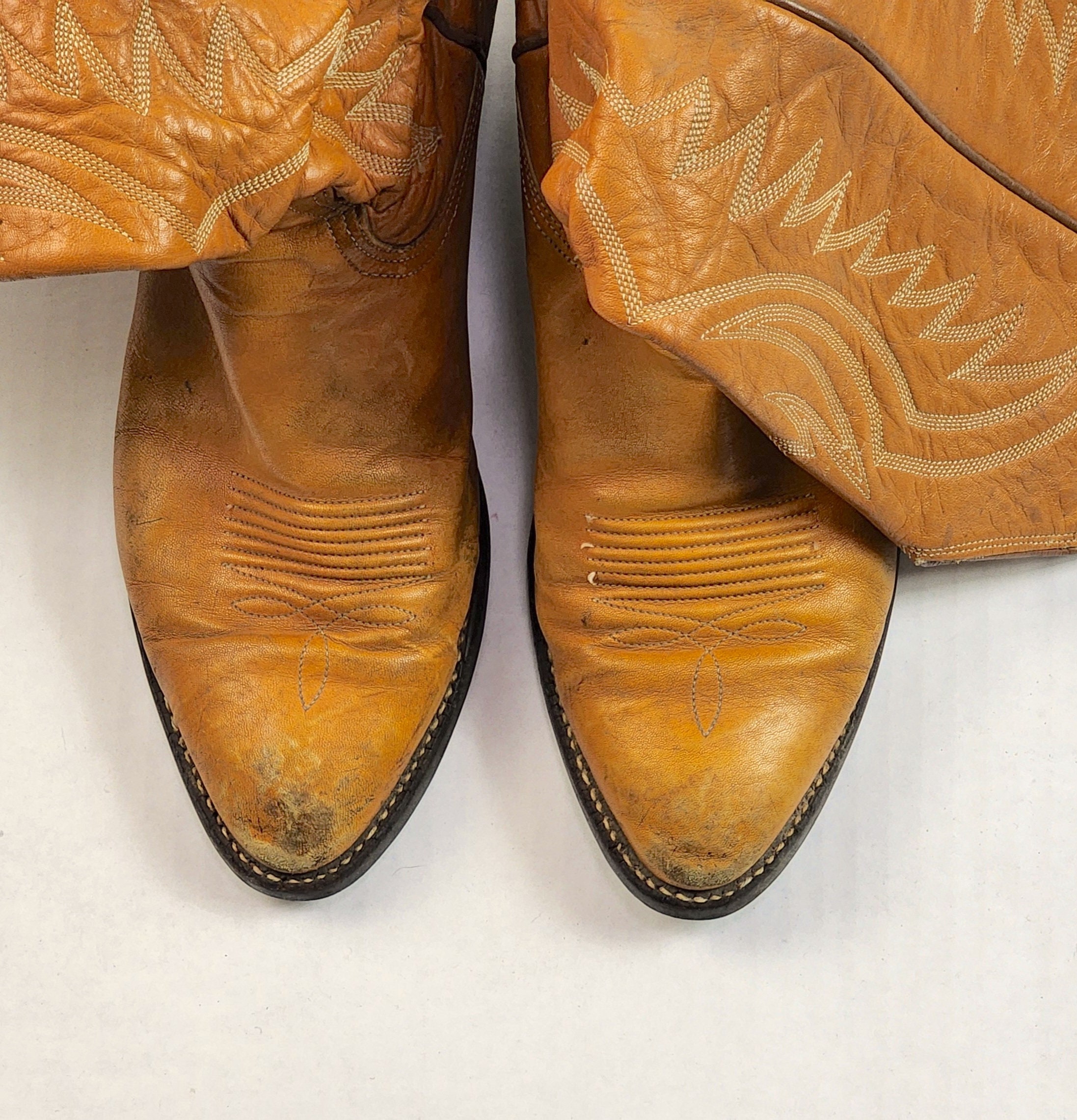 Vintage Cat's Paw NACONA Golden Leather Cowboy Boots Size 8 1/2 B