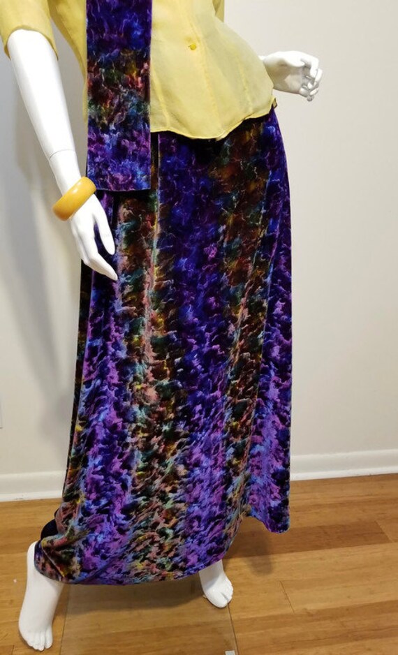 RARE Vintage '70's Purple Psychedelic Crushed Vel… - image 4