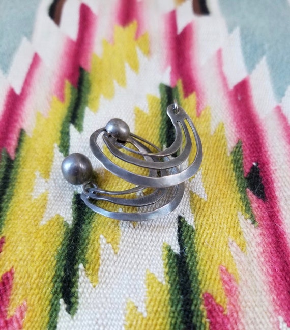 Vintage Sterling Silver Atomic Spiral Earrings - … - image 7