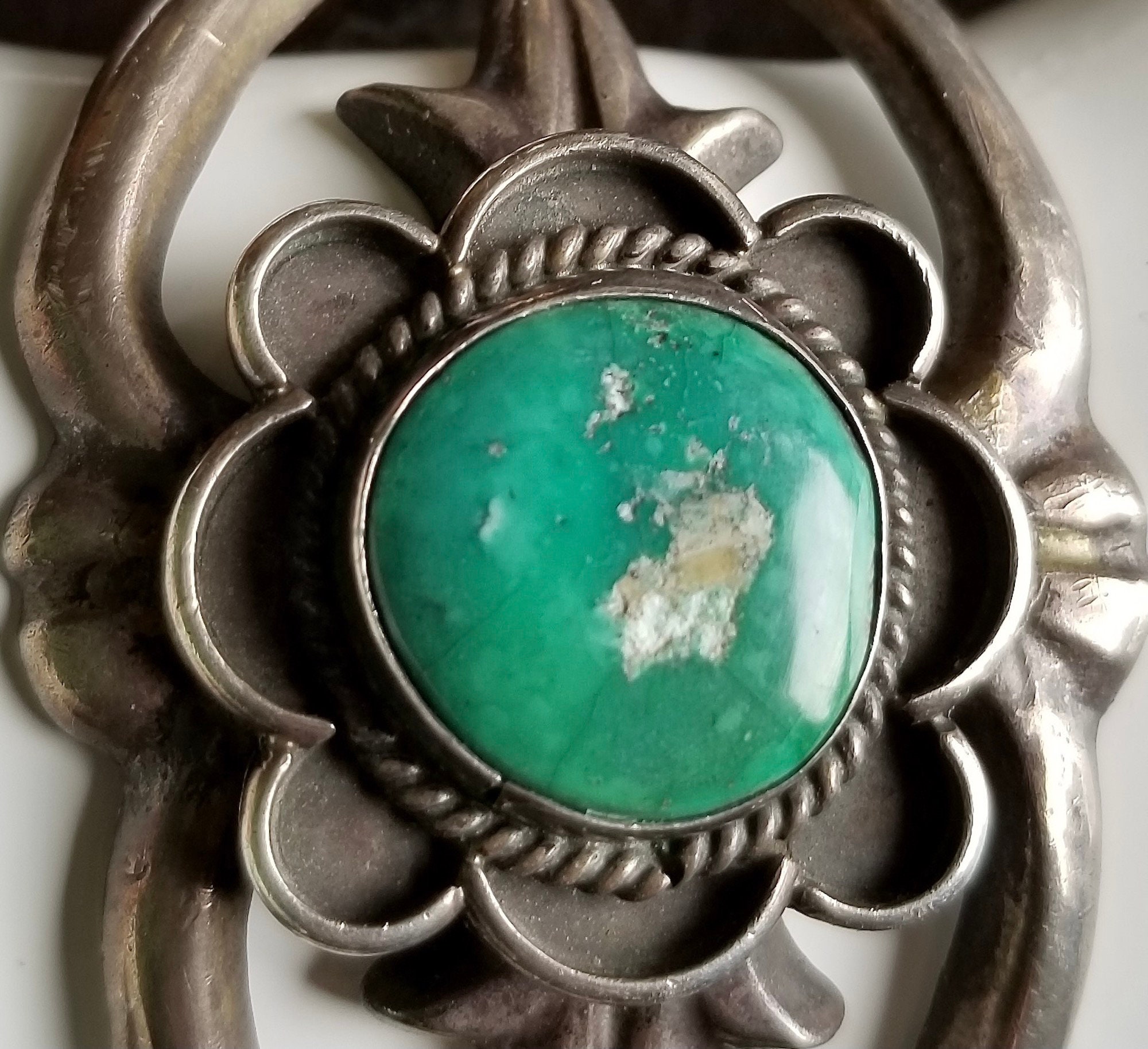 Vintage '40's-50's Sterling Silver & Turquoise Cuff Bracelet