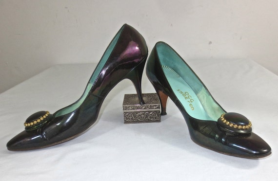 Vintage 1960's Iridescent Purple Patent Leather "… - image 2