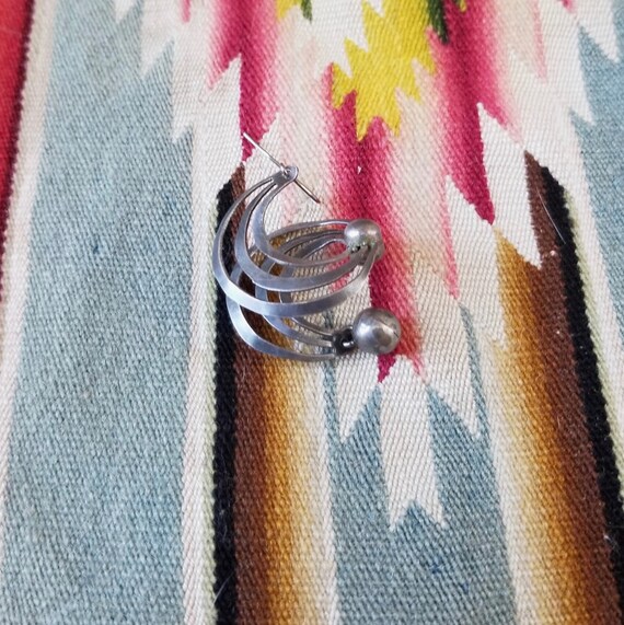 Vintage Sterling Silver Atomic Spiral Earrings - … - image 9