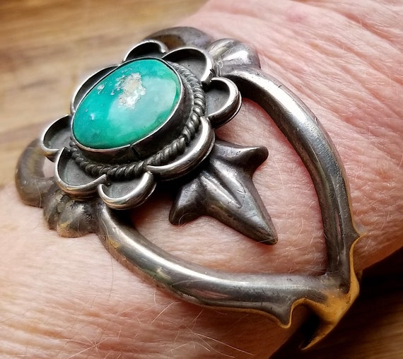 Vintage '40's-50's Sterling Silver & Turquoise Cu… - image 4