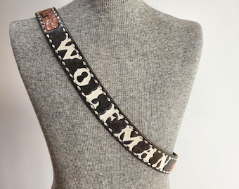 Vintage "Wolfman" Western Belt - Brown & Black Hand Tooled Leather w/Buckskin Stitching