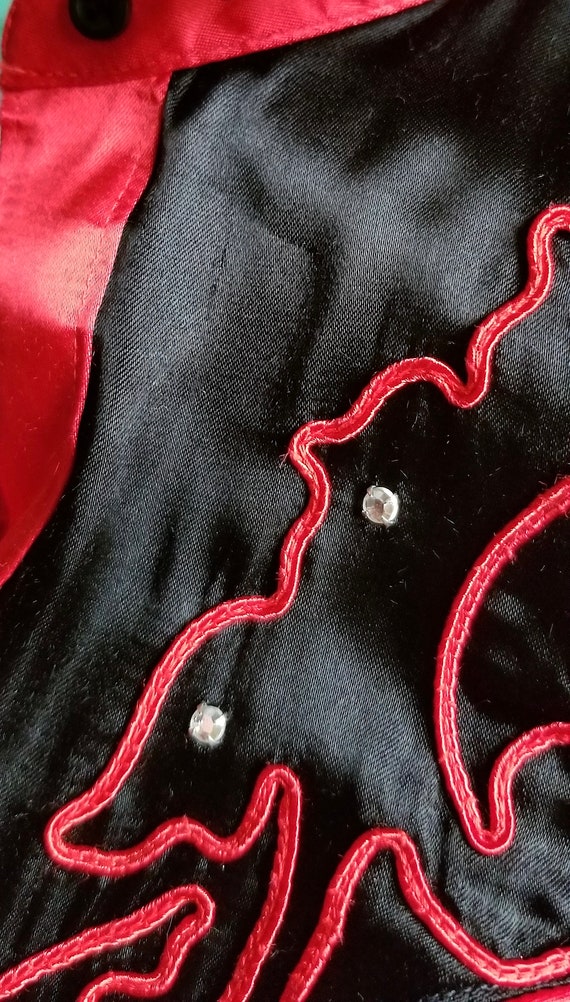 Sexy Vintage '80's Red  & Black Satin Panhandle S… - image 10