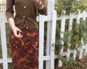 SEXY Vintage 1950's-1960's Pencil Skirt in Autumn Colors by Sweet Adeline