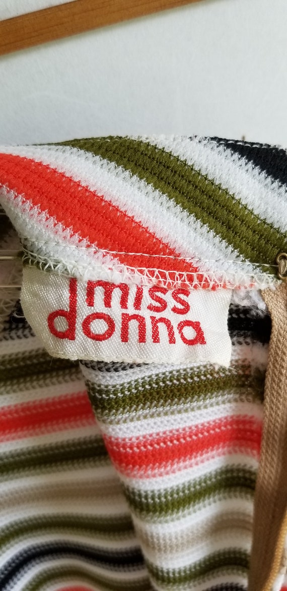 MOD Vintage 1970s "Miss Donna" Striped Dress - Br… - image 4