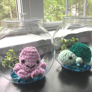 Crocheted no mess pet, octopus or turtle, can be a class pet, desk pet or office pet