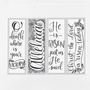 Printable Easter Bookmarks - alleluia, He is risen, Christ the Lord, Christian holy day, resurrection Sunday, Sunday school, PDF download