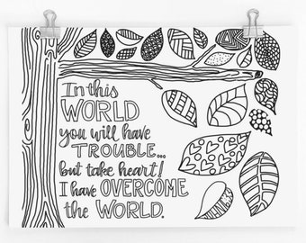 John 16:33 Printable Fall Coloring Page - In This World You Will Have Trouble