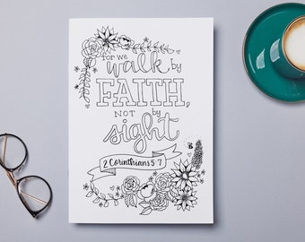 Walk by Faith, Not By Sight - 2 Corinthians 5:7 Printable Coloring Page