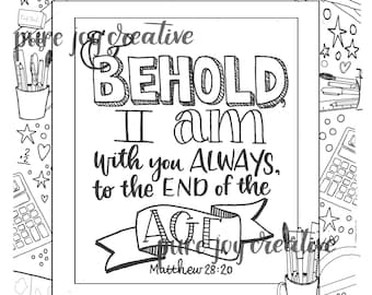 Matthew 28:20 Coloring Page and Bookmark, National Lutheran Schools Week coloring page, I love to read bookmark, Behold I am with you always