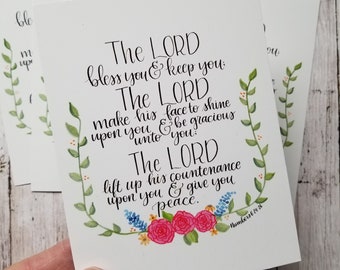 Christian Doxology Postcard Doxological Blessing The Lord Bless You and Keep You Bible Verse Art Lord Bless you Lord Keep you