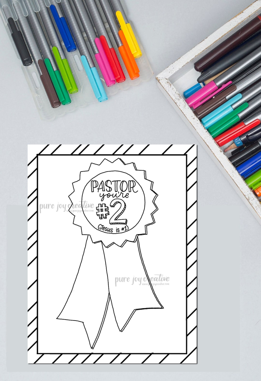 Pastor Appreciation Coloring Page: 'you're #2' Ribbon (digital Download ...