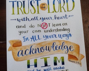 Confía en el Señor con todo tu corazón. Impresión de bellas artes. Reproducción de obras de arte cristianas. Regalo de confirmación. Dios es bueno siempre.
