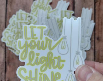 Pegatina de vinilo "Deja que tu luz brille", obra cristiana