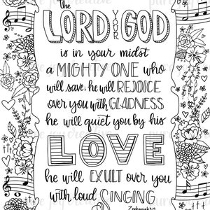 Zephaniah 3:17 Coloring Page PDF Digital Download image 3