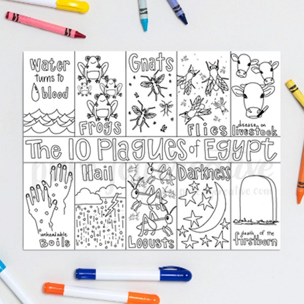 10 Plagues Coloring Page, 10 Plagues, Exodus Coloring Page, Coloring Page, Bible verse art, Scripture Art, Illustrated Faith, Visual Faith