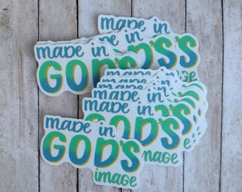 Adhesivo de vinilo «Hecho a imagen de Dios», calcomanía cristiana impermeable con versículo bíblico