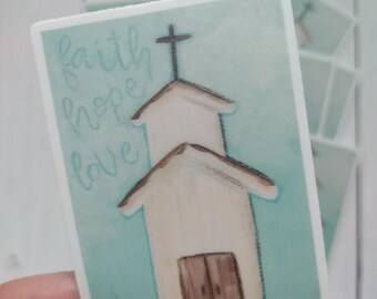 Faith Hope Love church painting Vinyl Sticker Christian Waterproof Decal Pastor Gift Sunday School Teacher