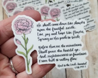 Pegatina de vinilo impermeable con verso de himno floral de enero para el mes de nacimiento