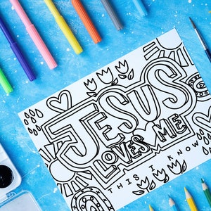 Jesus Loves me this I know coloring page, Sunday School, Children's Ministry, Kids coloring page, Church ministry, Favorite Song Coloring