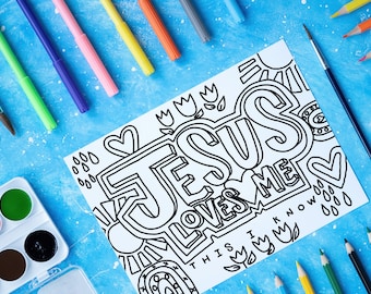 Jesus Loves Me Coloring Page: Sunday School Printable (Digital Download)