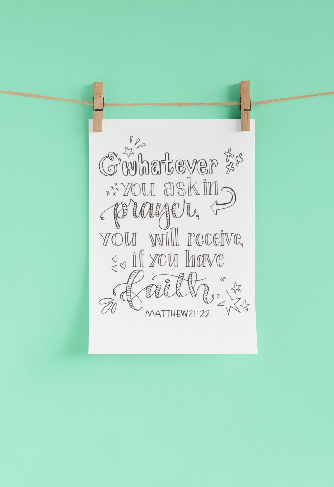 Whatever You Ask in Prayer Matthew 21:22 Printable Coloring - Etsy