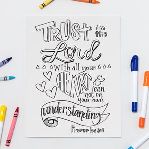 Trust in the Lord with all your heart - Proverbs 3:5 Printable Coloring Page