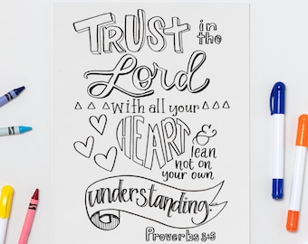 Trust in the Lord with all your heart - Proverbs 3:5 Printable Coloring Page