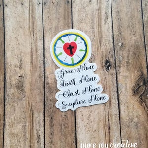 Luther&#39;s Rose and Solas Vinyl Sticker, Christian Sticker, Lutheran gift, Jesus Sticker, Faith Sticker, Pastor Appreciation