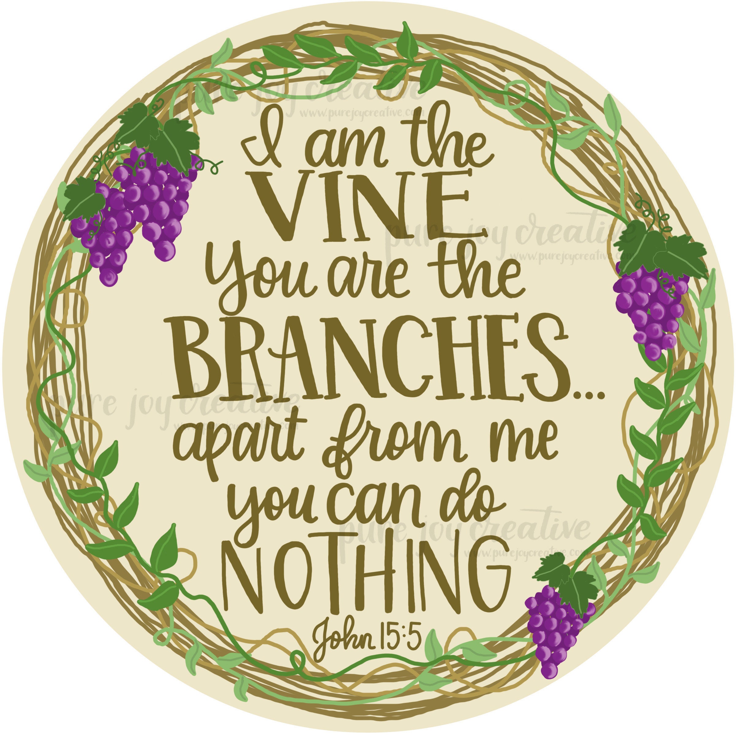 John 15:5 Theme Verse Printable Bundle - I Am the Vine, You Are the Branches  - Bookmarks, Coloring Page, Full Color Print - Etsy, image size:2431x2429