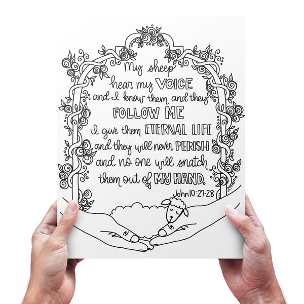 My Sheep Know My Voice - John 10:27-28 Coloring Page Digital Download