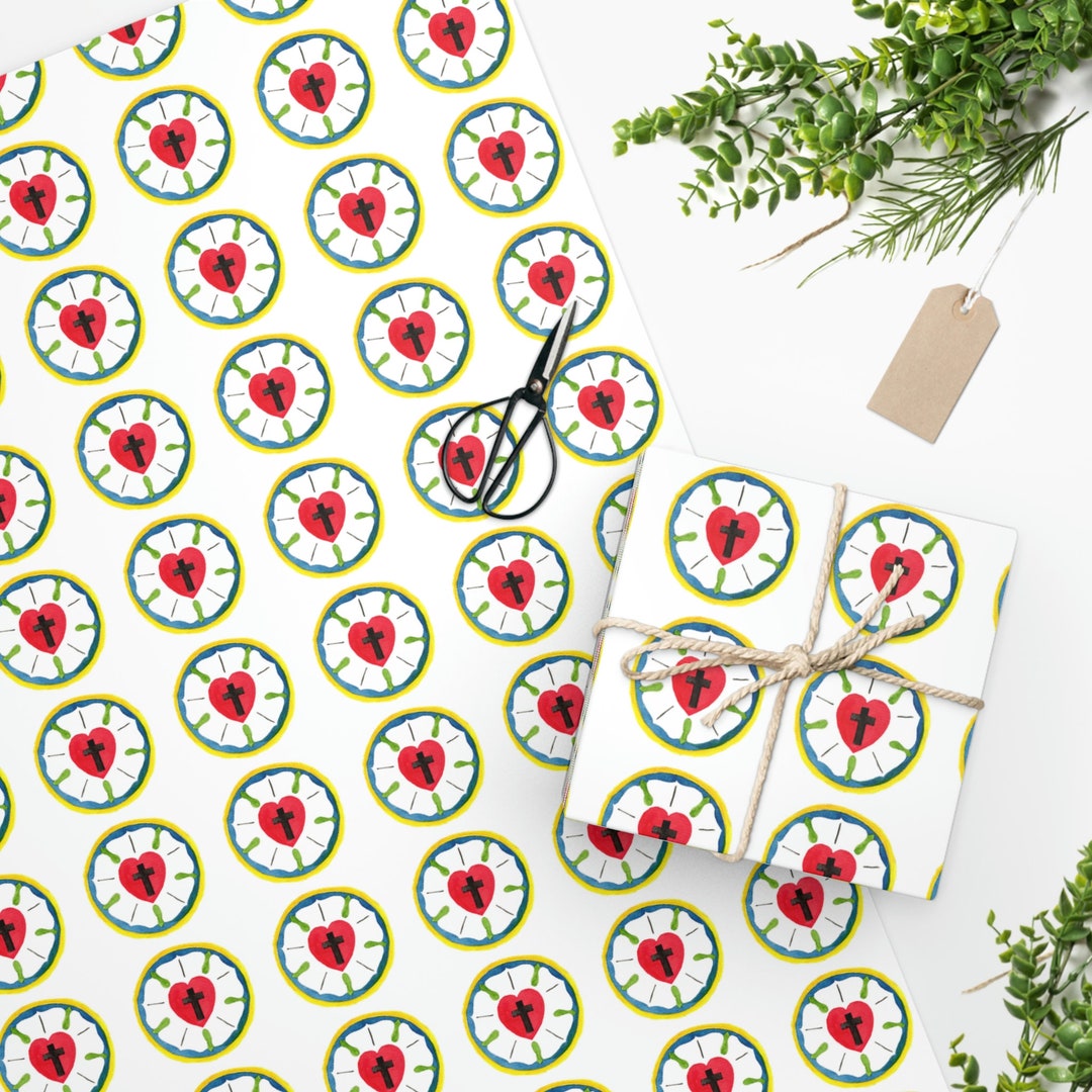 Luther's Rose Wrapping Paper Gift Wrap Lutheran Watercolor Reproduction ...