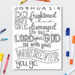 Joshua 1:9 Do not be frightened or dismayed coloring page - Scripture coloring page