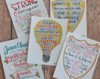 Postales con versículos bíblicos en acuarela: Versículos bíblicos surtidos (paquete de 5)