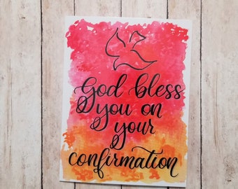 Confirmation Card - God Bless you on your Confirmation, Confirmand Greeting Card, Church card, Confirm the faith