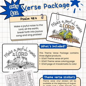 Make a joyful noise coloring page Classroom Scripture Theme Verse Download Printable Bookmarks Full Color Print Psalm 98:4 Digital Download