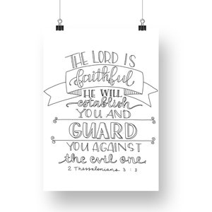 The Lord is Faithful - 2 Thessalonians 3:3 Printable Coloring Page
