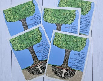 Watercolor Scripture Postcards: Rooted in Christ, Colossians 2, Bible Verse (5-Pack)