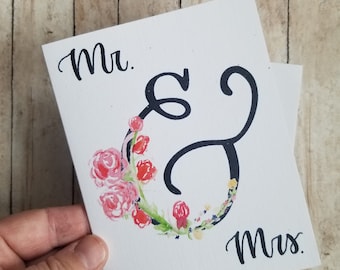 Mr. & Mrs. Watercolor Greeting Card, Wedding Card, Anniversary Card, Christian Greeting Card, Celebrate Marriage