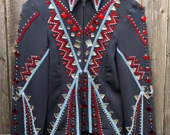 Gray Red Turquoise Girls Showmanship Outfit