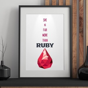 Stampa artistica con pietra preziosa rubino, Proverbi 31 (download digitale)