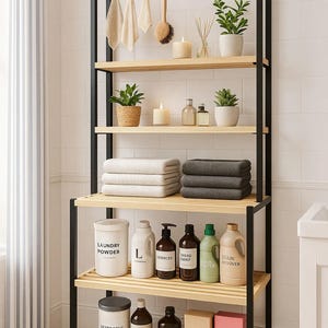 Waschküche Organizer, Wäschekorb Warenkorb mit, Holz Top Regal, Waschküche Organizer Trocknen, Wäscheständer, Waschküche Handtuch Schrank