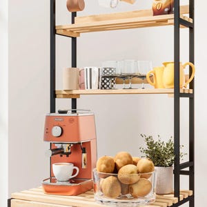 Mikrowellenständer 5 Tier, Multilayer Metallküchenregal Mikrowellenhalter, 6 Haken Organizer Stand Mehrzweck, Küchenveranstalter
