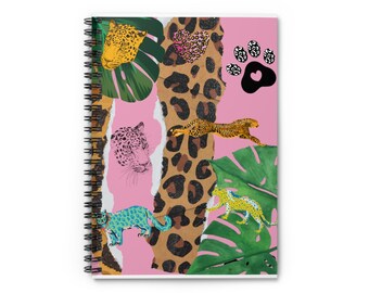Pink Leopard Print Spiral Notebook - Ruled Line - Etsy