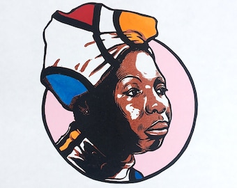 Nina Simone linocut print