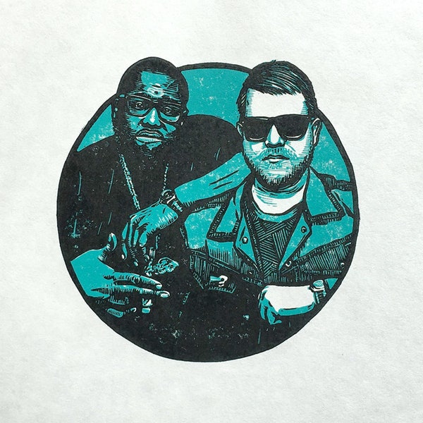 R is for Run the Jewels linocut print