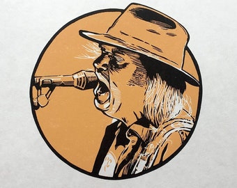 Y is for Neil Young linocut print